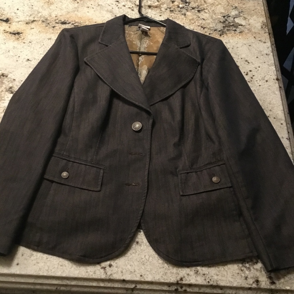 Vintage Venezia Denim Jacket Size 16 With Shoulder Pads